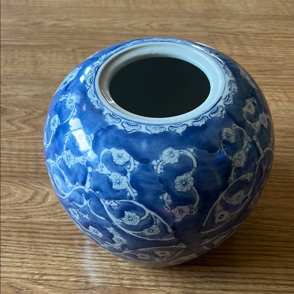Blue and White Floral Ceramic Vase